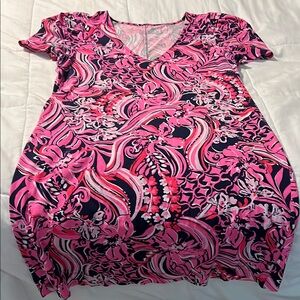 Lilly Pulitzer Pink and Navy Patterned Dress